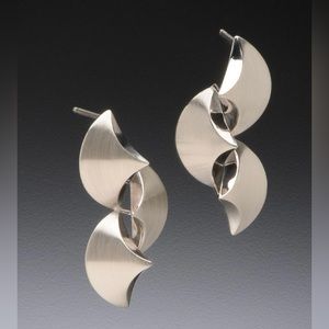 Handmade Contemporary Sterling Silver Scallop Earrings